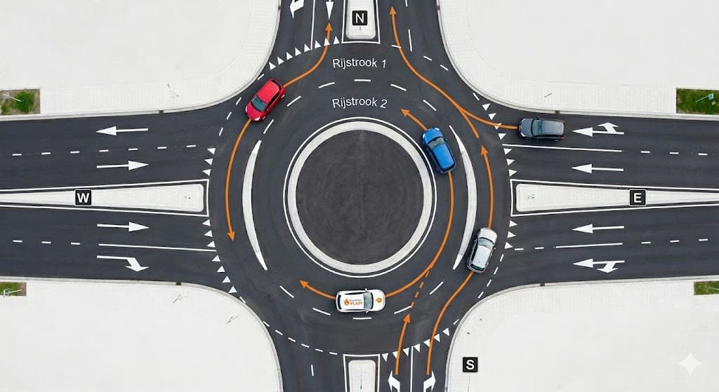 Turbo-rotonde met duidelijke rijstrookvoering in Utrecht